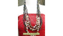 Bcbali 6 Strand Beading Necklace mixed Pearls and Shells